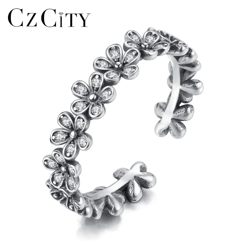 CZCITY новый 925 стерлингового серебра с цветочным рисунком в винтажном стиле