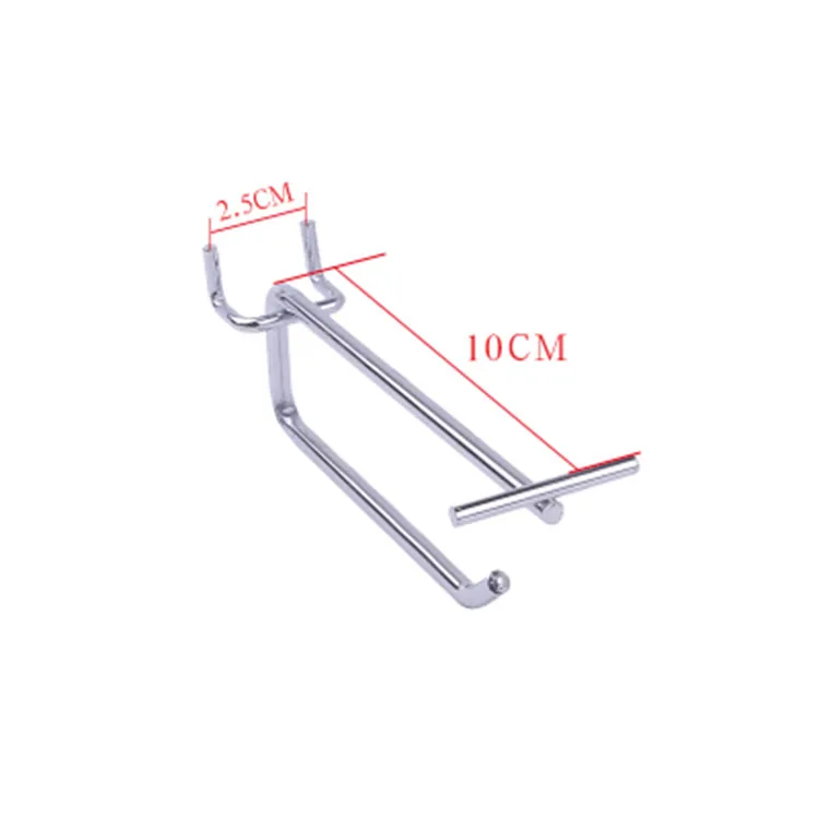 100 шт./лот 5,5 мм стальной Серебряный дисплей для супермаркета крючок pegboard крюк с двойными линиями отверстия Расстояние 2,5 см