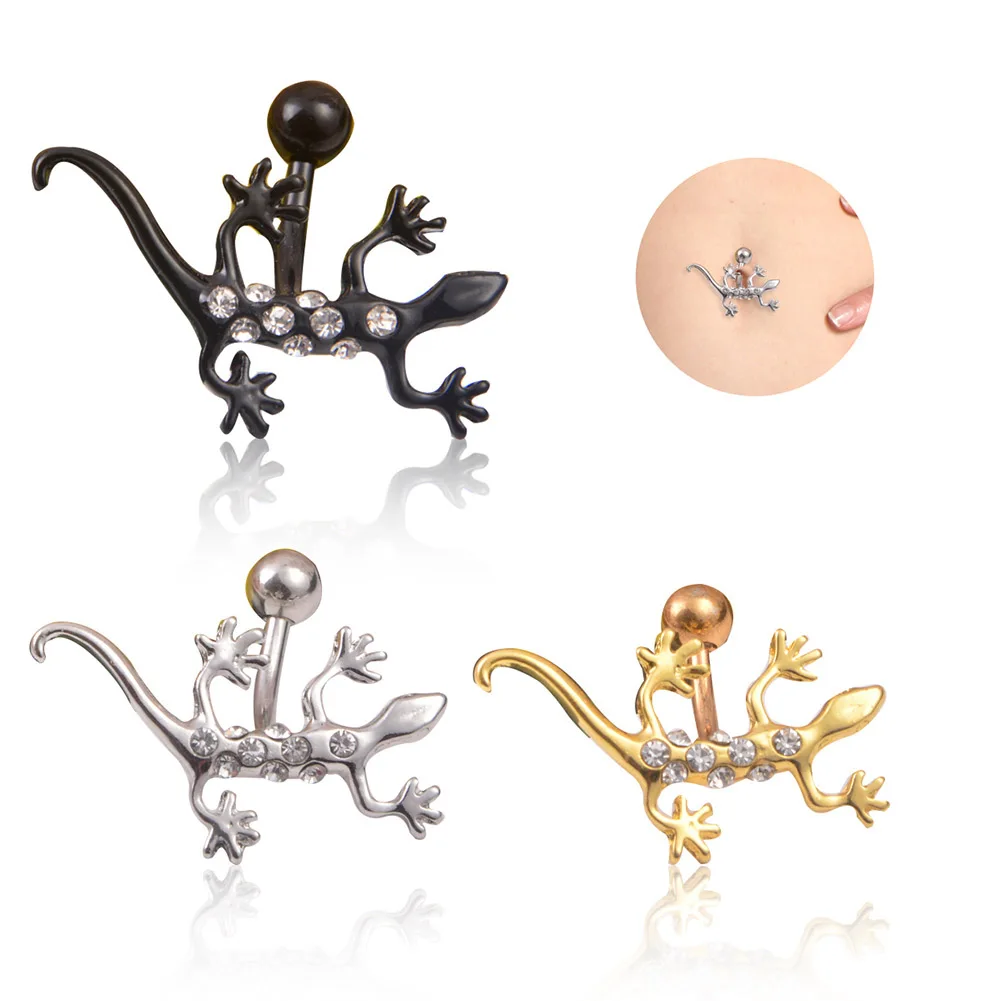 

2018 Metal Lizard Bell Button Rings Body Piercings Vintage Jewelry Septum Bikini Women Girls Belly Pin Punk Piercing