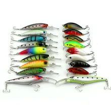 18Pcs/set Mixed 3 Models Wobbler Minnow Fishing Bait Minnow CrankBait Tackle with VMC Hook Feather High Quality Luminous 3D Eyes