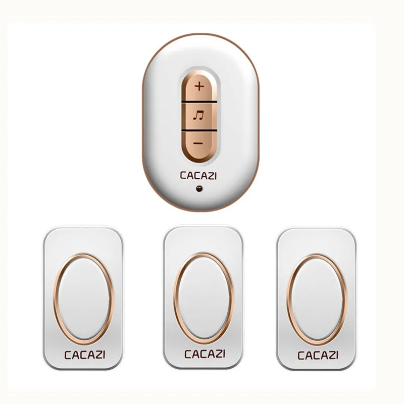 

CACAZI Wireless Waterproof Doorbell Smart LED Button 280M Remote Receiver US EU Plug Home Battery 48 Songs 6 Volume Calling Bell
