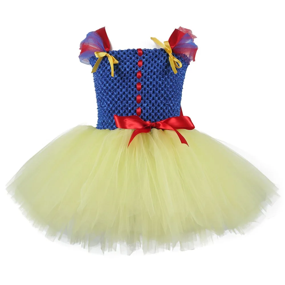 

Girls Clothing Snow White Princess Dress Clothing Bow Knee Length Halloween Snow White Costume Girl Tutu Party Dress Girl 9Years