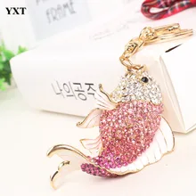 Carp Fish Keyring Creative Lovely Rhinestone Crystal Pendant Charm Purse Bag Key Chain Women Accessories Gift For Friend