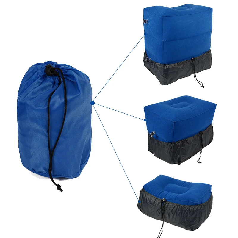 

XC USHIO Foot Rest Pillow 3 Adjustable Heights Inflatable Travel Airplane Cushion with Dustcover Train Car Footrest 2 Valves