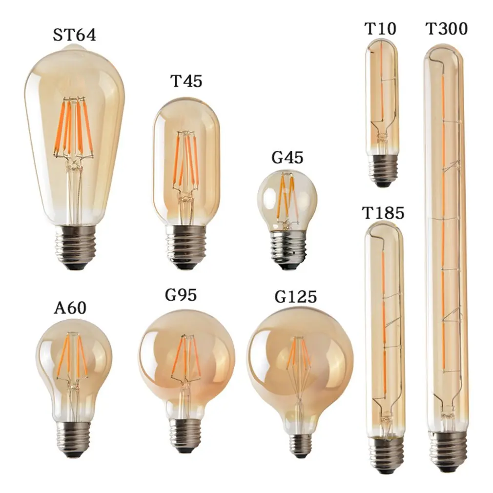 4 W G45 E27 светодиодный свет светодиодный лампы ретро Edison прозрачная янтарная крышка светодиодный накаливания Античная Винтаж Стекло лампа