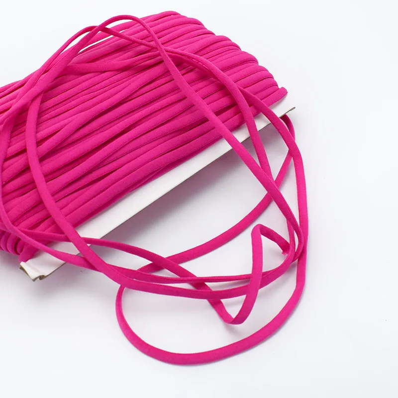 Meetee 23/50 ярдов 5 мм веревка Эластичная лента веревка лента плечевой ремень детская лента для волос и ободки для волос обувь DIY ручной работы аксессуары - Цвет: Rose red