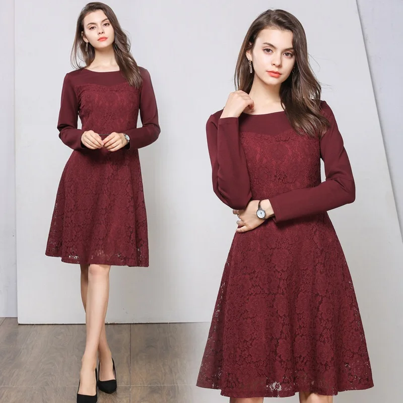 2018 Lace Dress Floral Print Loose Maternity Clothes Casual Pregnancy Dress Elegant Party Dress Plus Size M-5XL Red tropical floral plus size a line dress