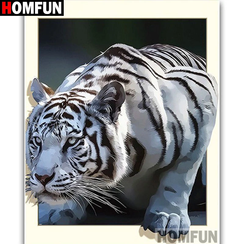Homfun Full Square Round Drill 5d Diy Diamond Painting Animal Tiger 3d Diamond Embroidery Cross Stitch Home Decor A19045 Diamond Painting Cross Stitch Aliexpress