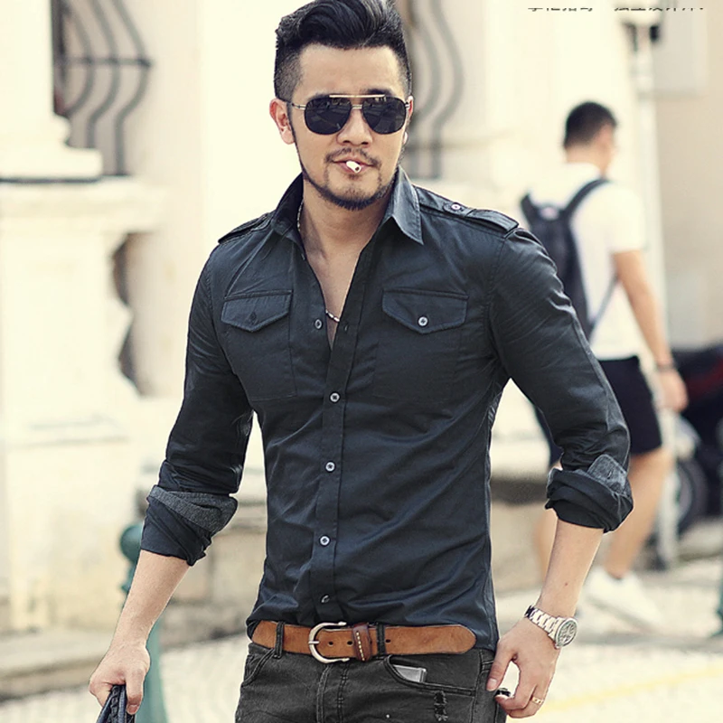 men's shirt with leather shoulders