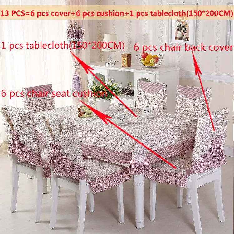 Print Dinning Tablecloth Cotton Cloth Fabric Table Cloth Chair Cover Chair Cushion Set Household Decoration Tea Table Cloth - Цвет: Purple13pcs150x200cm