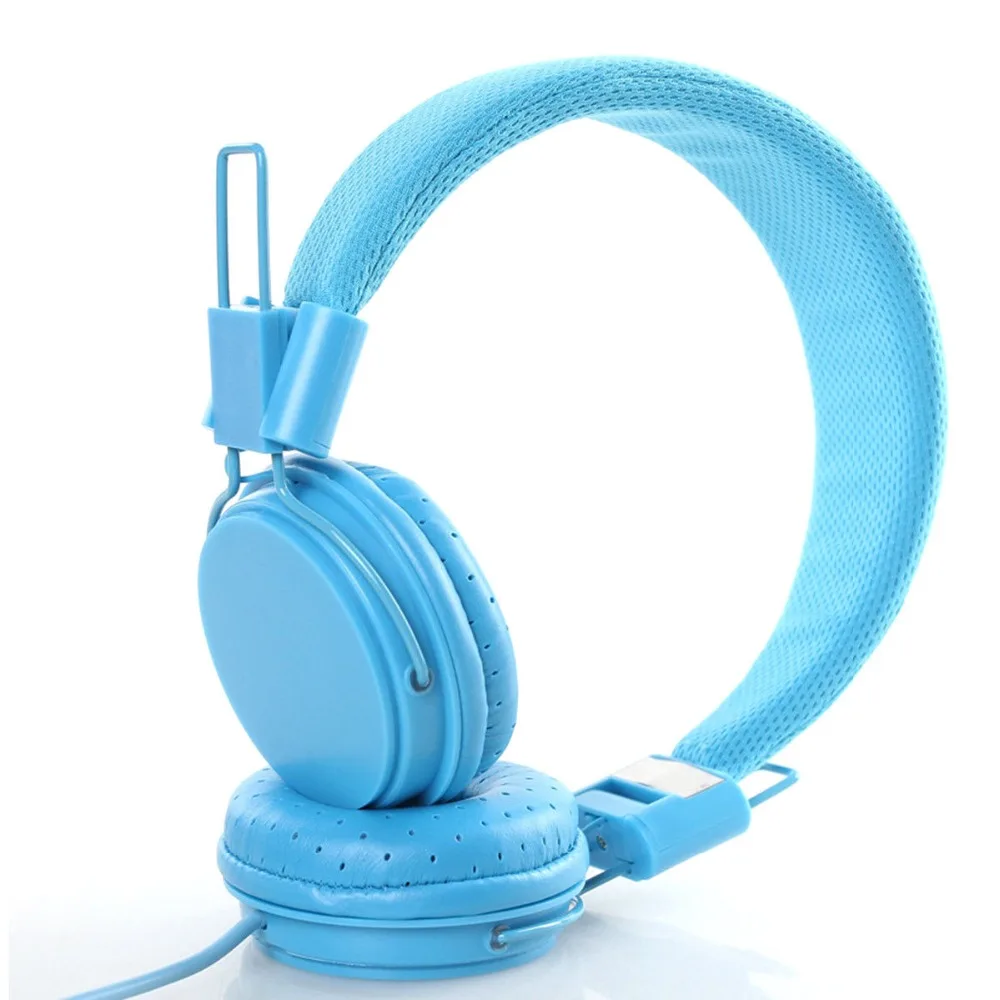 Foldable Built in Mic Headphones Wired Cord artificial leather stereo MP3 earphone Children kids On Ear Headset for ipad tablet
