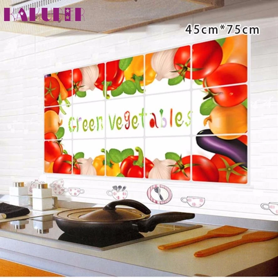 1pc Kitchen Oilproof Removable Wall Stickers Art Decor Home Decal Heat resistant Wall sticker