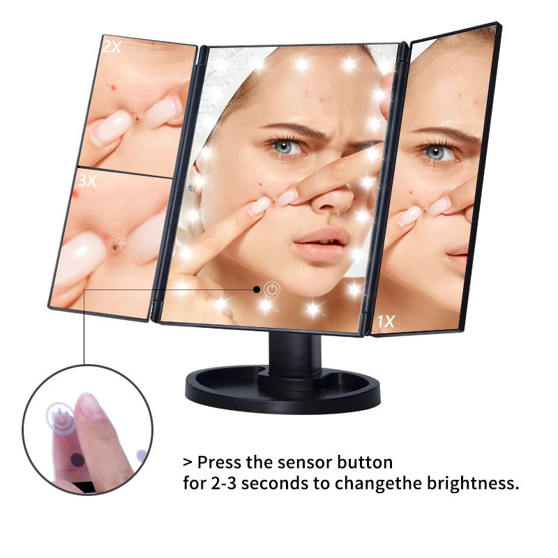 

22 LED Lights Touch Screen Makeup Mirror 1X 10X vanity mirror led mirror mirror light led makeup mirror