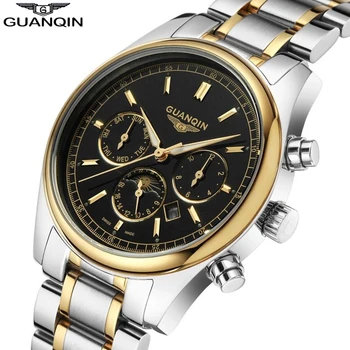 

2018 GUANQIN Watches Men Thin Quartz Watch Waterproof Luminous Man Clock Multifunction Week Display Wristwatch Relogio Masculino