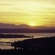 Lake in front of mountains  Lake Washington  Seattle  King County  Washington State  USA Poster Print (18 x 6)