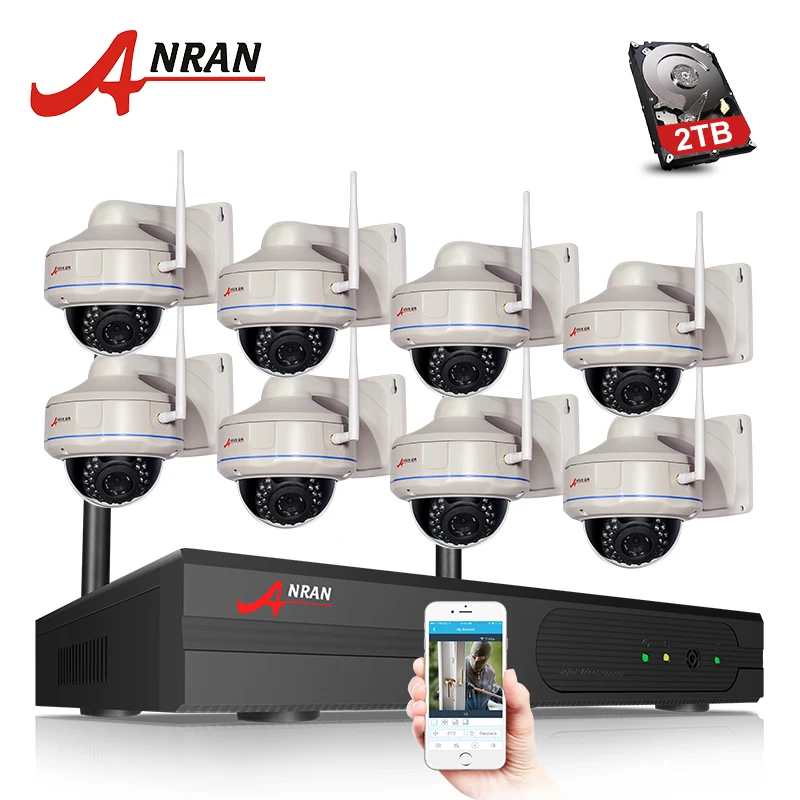 

ANRAN P2P 1080P 8CH WIFI NVR Kit Outdoor Waterproof Day Night 2.0MP Wireless Camera Home Security System Hard Disk