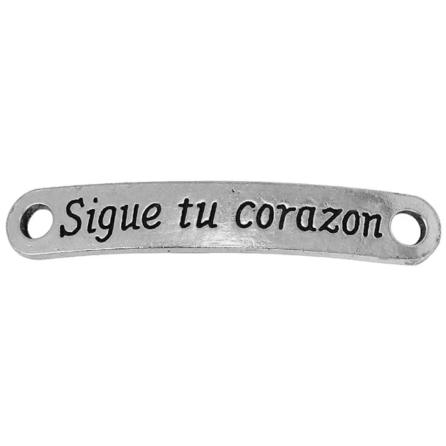 20pcs Spanish Connectors Bracelet Connector Tag Espanol 20pcs Spanish Connectors Bracelet Connector Tag Espanol Tibetan Silver Curved