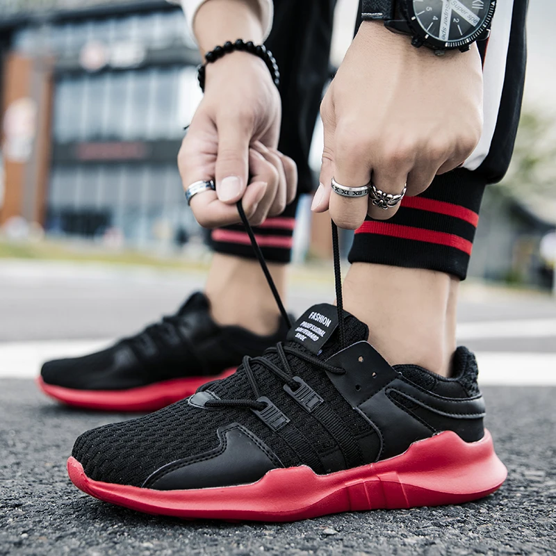

Adult Running Shoes Men Sneakers Lifetstyle Flywire Sport Shoes Autumn Walking Shoes Outdoor Red Work Out Lightweight Gray Shoes