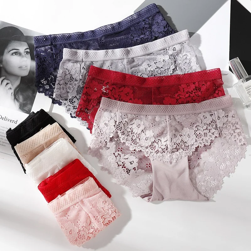

Fashion Women's Briefs Ladies Panties Sexy Under Wear Women Lace Underwear Breathable Underpants Girls Knickers For Female 0048