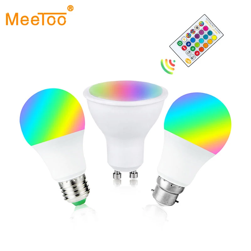 B22 RGB Светодиодная лампа E27 85 265 в 5 Вт 10 15 RGBW RGBWW GU10 с регулируемой яркостью