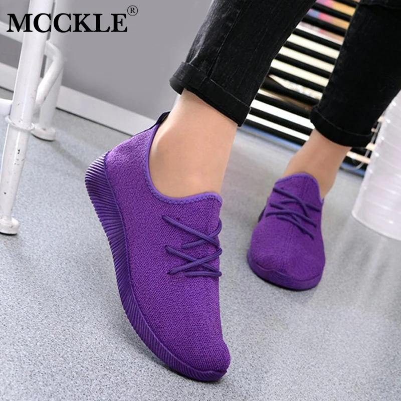 

MCCKLE Plus Size Autumn For Women Female Platform Vulcanized Shoes Casual Flats Fashion Footwear Lace Up