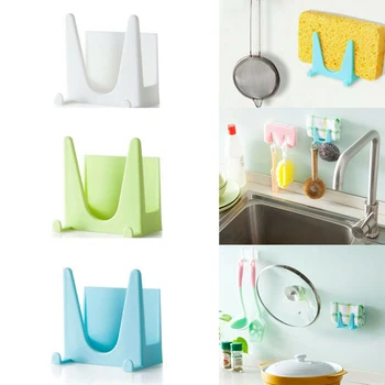 

Cooking Tool Hot Plastic kitchen accessories Pot Pan Cover Shell Cover Sucker Tool Bracket Storage Holder Rack pot lid holder