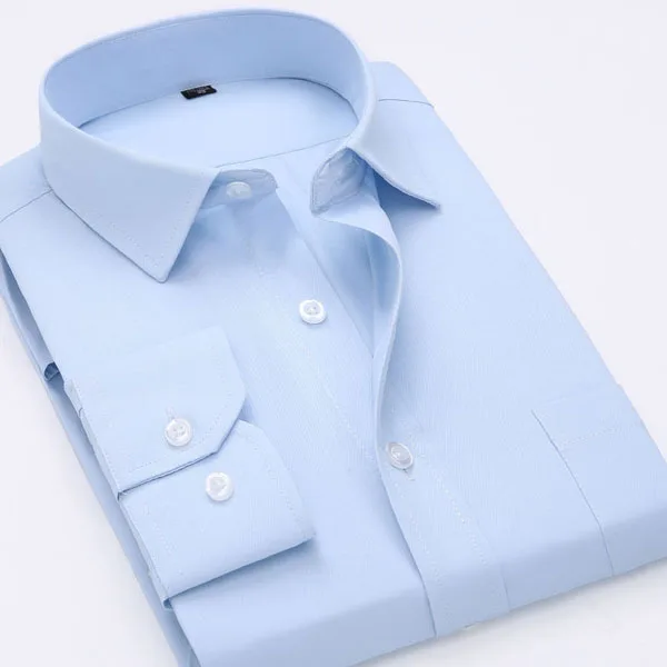 Mens Dress Shirts Solid Color Brand Fashion Long sleeve Male Formal
