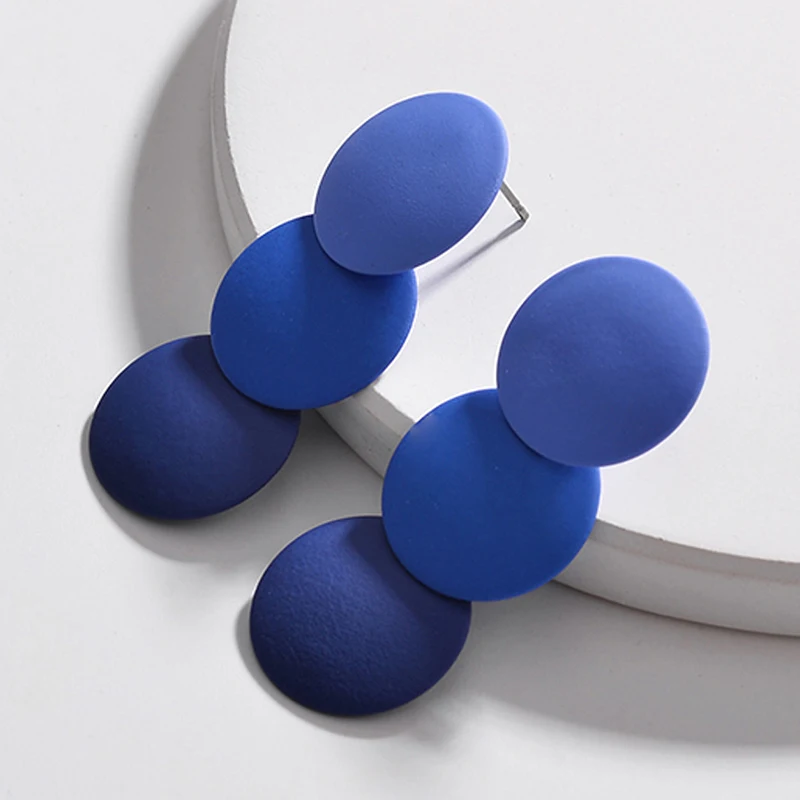 

SRCOI Paint Gradient Color Stacked Round Button Earrings Disc Long Statement Earrings Women Classic Vintage Simple Winter Gift