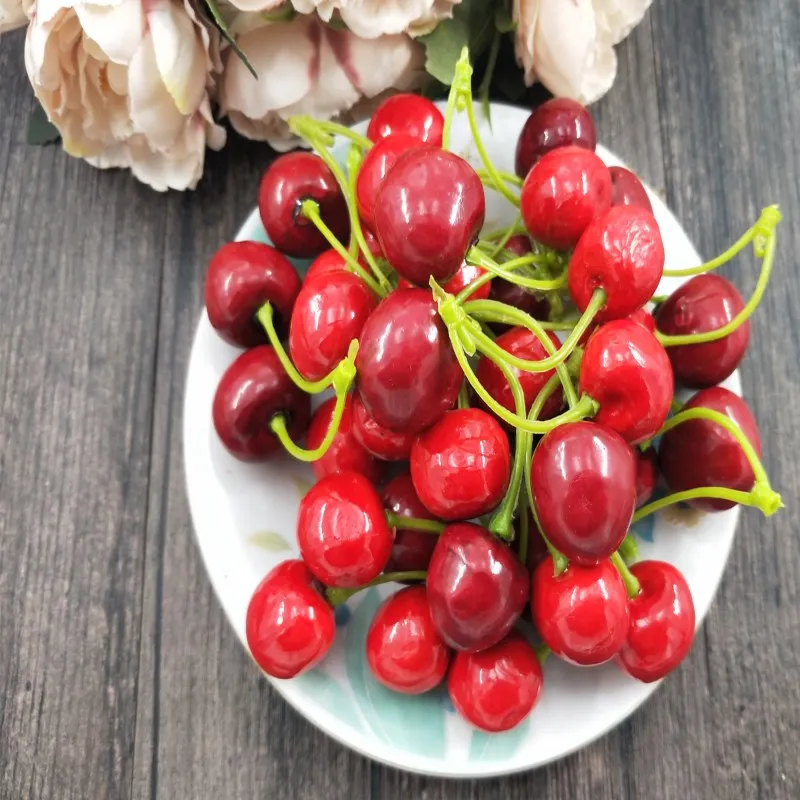 

10 PCS Simulation Cherry House Decorations Kindergarten Teaching Fruit Model Wedding Party Decorations Photo Props Decoration