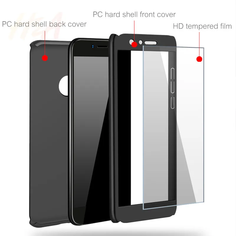 H & A 360 التغطية الكاملة الهاتف حافظة لهاتف Huawei Y5 Y6 Y7 2018 2017 قطعة الغطاء الواقي لهواوي Y7 Y6 رئيس Fundas كابا حالة