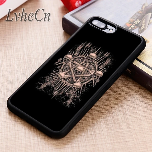 

LvheCn GOTH SKULL N BONES PENTAGRAM phone Case cover For iPhone 6 6S 7 8 X XR XS max 5S SE Samsung Galaxy S6 S7 edge S8 S9 Plus