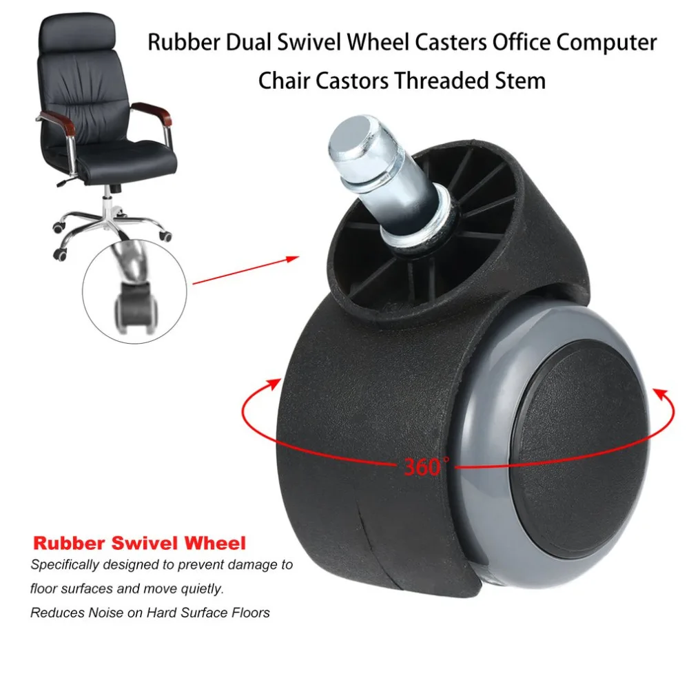 Dual Wheel Casters Set Of 4 With Metal Bracket Office Chairs Furniture /& More