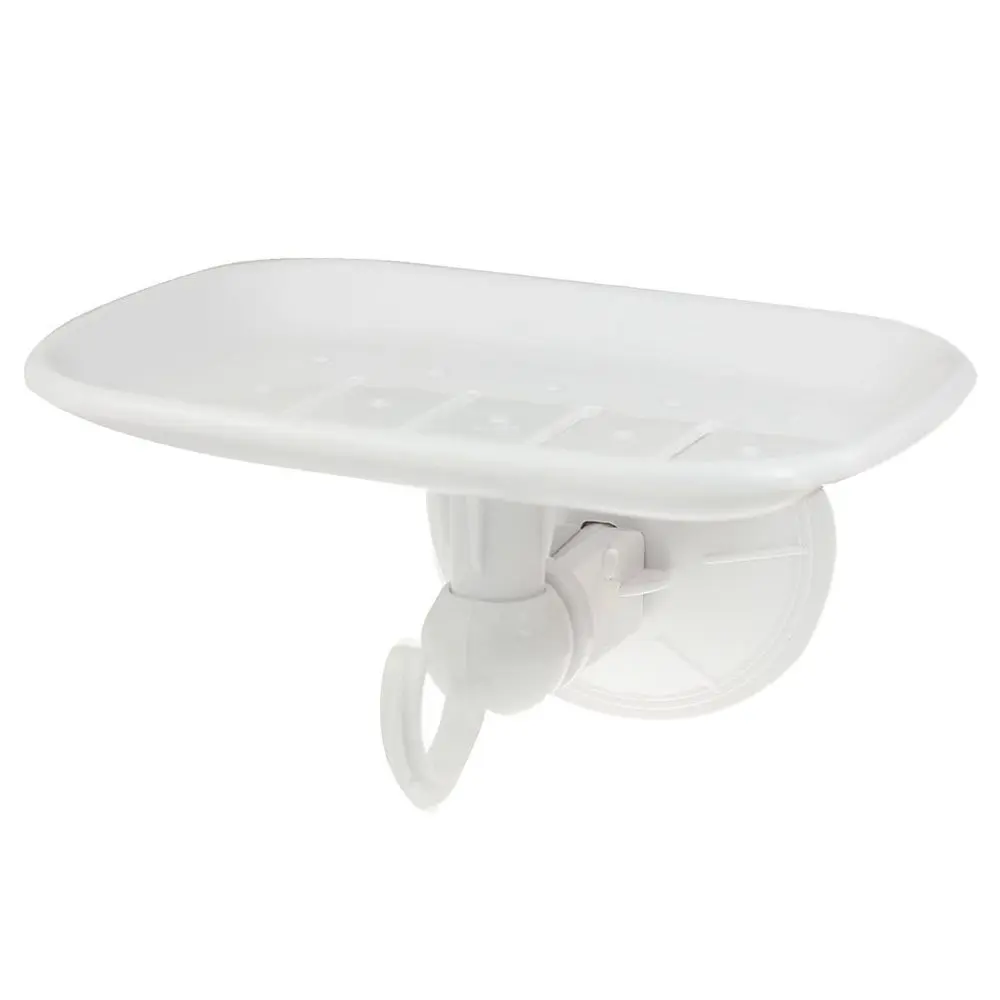 White Hard Plastic Soap Tray Dish Holder w Hook Suction Cup Bathroom Kitchen Tool Drop Shopping | Обустройство дома