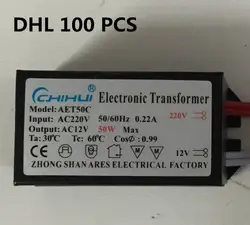 DHL 100 шт./лот горячая Распродажа Мощность 50 w электронный трансформатор переменного тока 220 V-12 V светодиодный галогеновая лампочка источник