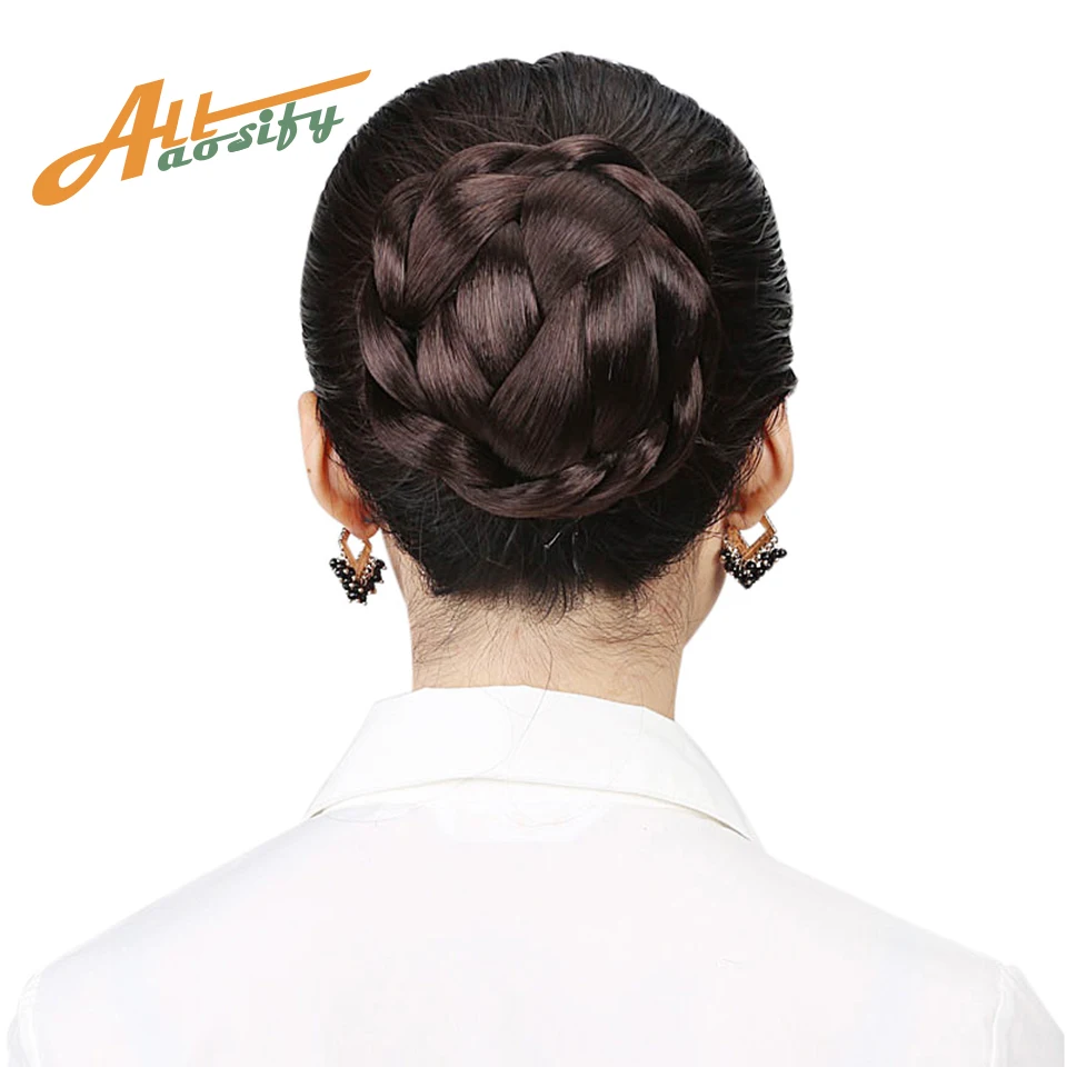 Allaosify, маленький размер, вязанные волосы, плетеные шиньон, синтетические волосы, булочка, Пончик, ролик, шиньоны для волос, аксессуары для волос