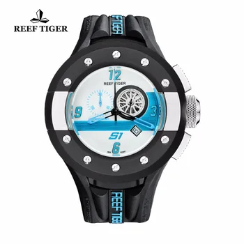 

Reef Tiger/RT Mens Casual Sport Watches White Dashboard Dial Quartz Movement Watch Rubber Strap RGA3027