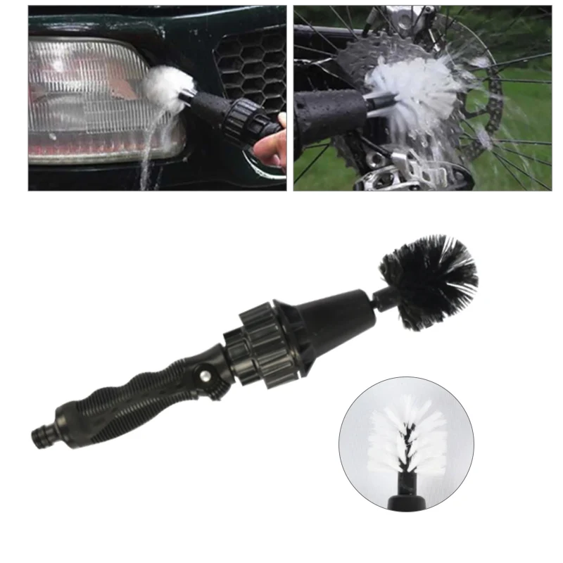 

Car Handle Washing Brush Clean Tools Water-driven Rotating Cleaning Brush For Car Motorcycle Wheel Tire Rim Brush Car Cleaner