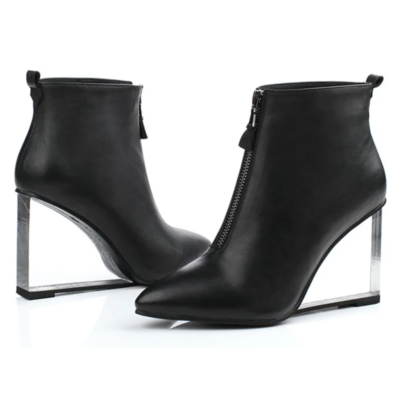 Egonnerie mode ville femme bottines côté zipper bout pointu équitation style européen et américain