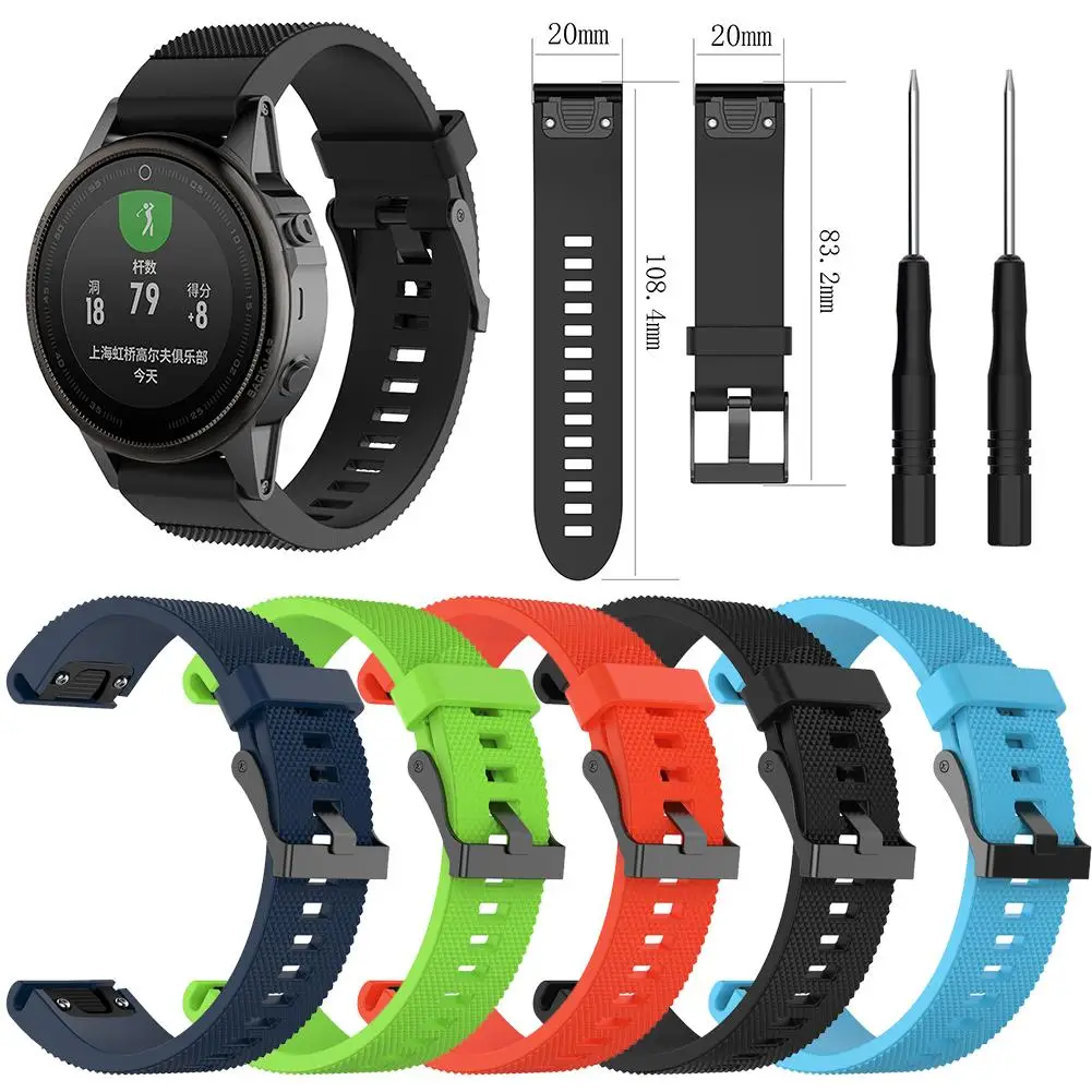 Smart Watch Accessories 20mm Quick Release Silicone Wrist Band Strap