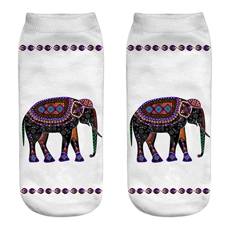 Morematch, 1 пара, женские носки до лодыжки, унисекс, слон, Харадзюку, ветер, животные, хлопковые носки с 3D принтом, забавные носки, 16 стилей на выбор - Цвет: Style  2