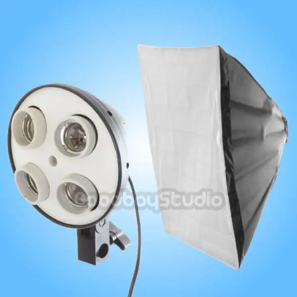 

4in1 Socket 50x70cm Softbox Photo Video Continuous Lighting Light Lamp Head EU UK Plug