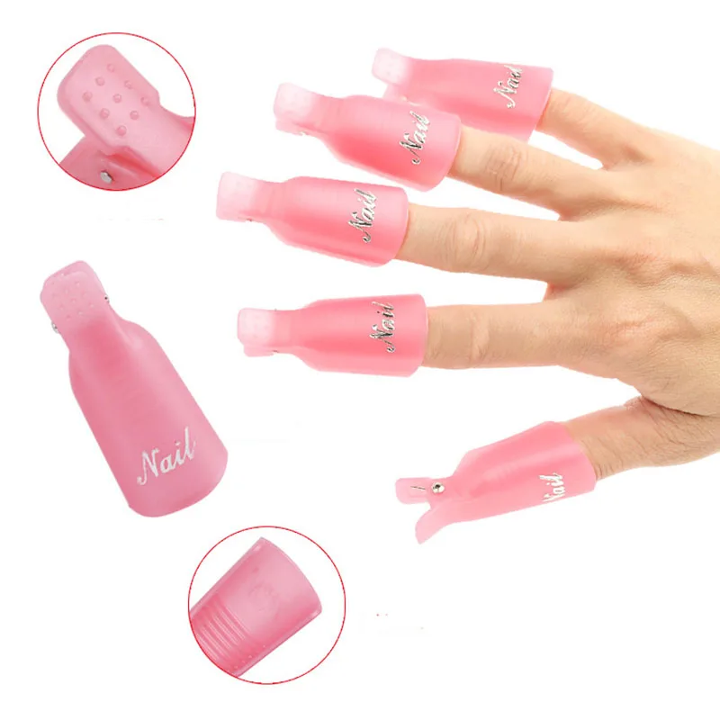 

10Pcs/Set New Arrival Plastic Nail Art Soaker Off Caps Clip UV Gel Nail Polish Remover Gelpolish Degreaser Tool P26