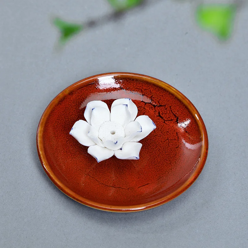 Керамическая курильница двойного назначения ручной работы Jingdezhen|lotus incense burner|incense