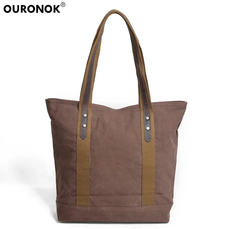 

OURONOK Vintage Fashion Women's Canvas Handbags Solid Ladies Totes Women Bag Female Casual Messenger Bags Shoulder Handbags