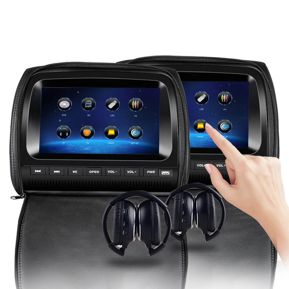  9 inch FHD touch screen headrest DVD with FM/IR/USB/SD/Wireless Game/ Zipper cover