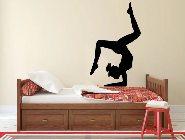 Gymnastique fille Silhouette sticker Mural élégant femme danseur vinyle