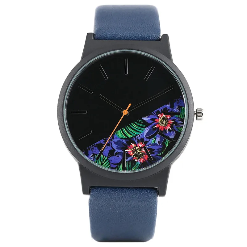 Уникальные часы унисекс тропические джунгли дизайн кварцевые наручные часы для мужчин женские Творческий повседневные спортивные часы час подарок спортивные часы - Цвет: Dark Blue