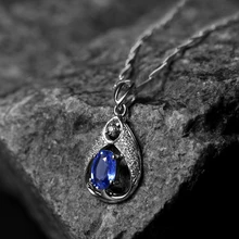 Новое поступление 18 К Белое золото натуральный голубой сапфир ювелирных камней Для женщин подарок Ювелирные украшения Цепочки и ожерелья Кулон Elegent