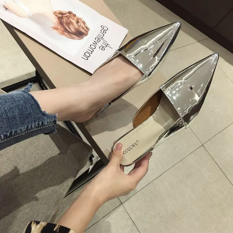 

2019 Newest Style Women Leather Slippers Pointy Toe Ladies Scuffs Fashion Mules Shoes Women Shoes Lady