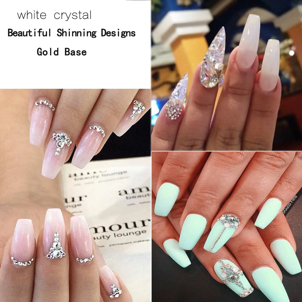 1box Crystal Shinning Designs New Gold 120pcs Non Hotfix Flatback 1box Crystal Shinning Designs New Gold 120pcs Non Hotfix Flatback Nail Rhinestones Art Decorations Gl Stone Nd283 In